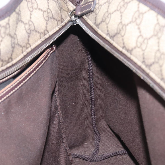 GUCCI GG Supreme Tote Bag PVC Beige Silver 211137 Auth 205038
