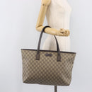 GUCCI GG Supreme Tote Bag PVC Beige Silver 211137 Auth 205038-26