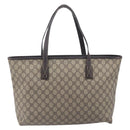 GUCCI GG Supreme Tote Bag PVC Beige Silver 211137 Auth 205038-3