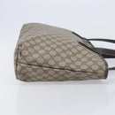 GUCCI GG Supreme Tote Bag PVC Beige Silver 211137 Auth 205038-4