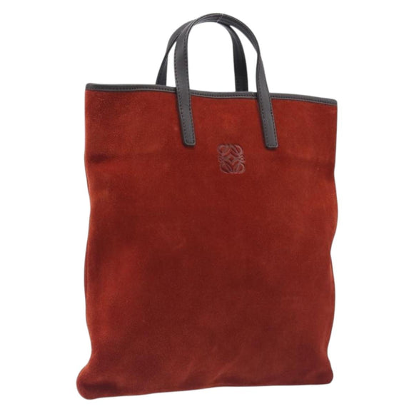 LOEWE Tote Bag Suede Orange Gold Auth 205039A