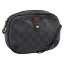 GUCCI GG Supreme Web Sherry Line Bag PVC Black Gold 156 02 066 Auth 205045-1
