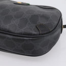 GUCCI GG Supreme Web Sherry Line Bag PVC Black Gold 156 02 066 Auth 205045-10