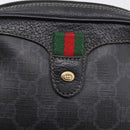 GUCCI GG Supreme Web Sherry Line Bag PVC Black Gold 156 02 066 Auth 205045-15