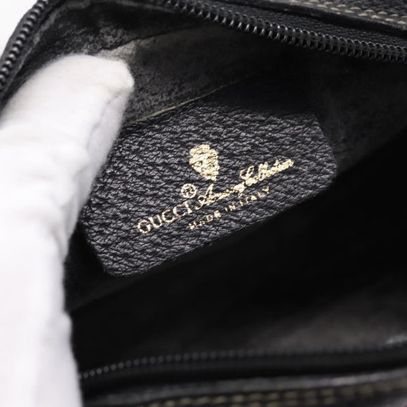GUCCI GG Supreme Web Sherry Line Bag PVC Black Gold 156 02 066 Auth 205045