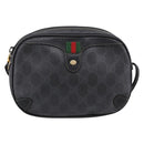 GUCCI GG Supreme Web Sherry Line Bag PVC Black Gold 156 02 066 Auth 205045-2