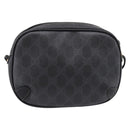 GUCCI GG Supreme Web Sherry Line Bag PVC Black Gold 156 02 066 Auth 205045-3