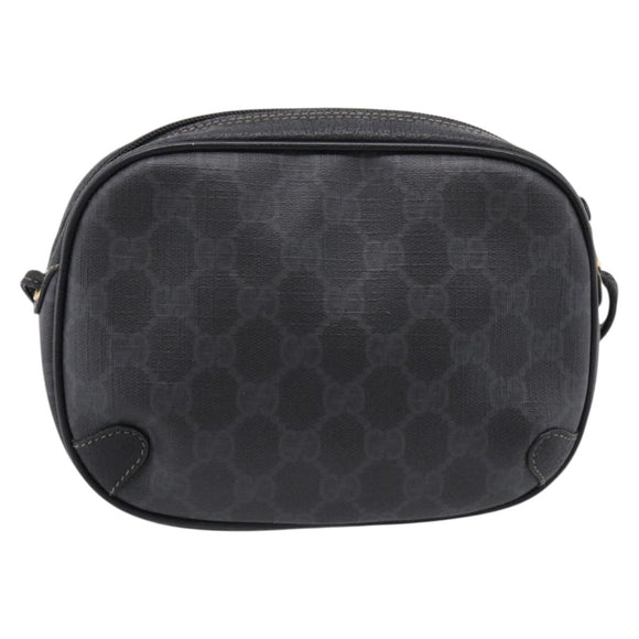 GUCCI GG Supreme Web Sherry Line Bag PVC Black Gold 156 02 066 Auth 205045