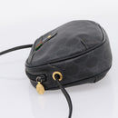 GUCCI GG Supreme Web Sherry Line Bag PVC Black Gold 156 02 066 Auth 205045-4