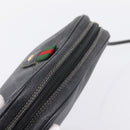 GUCCI GG Supreme Web Sherry Line Bag PVC Black Gold 156 02 066 Auth 205045-6