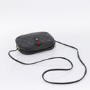 GUCCI GG Supreme Web Sherry Line Bag PVC Black Gold 156 02 066 Auth 205045-7
