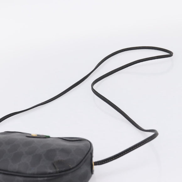 GUCCI GG Supreme Web Sherry Line Bag PVC Black Gold 156 02 066 Auth 205045