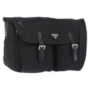 PRADA Shoulder Bag Nylon Black Silver Auth 205048-1
