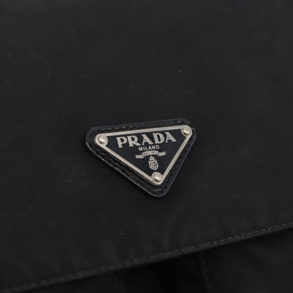 PRADA Shoulder Bag Nylon Black Silver Auth 205048