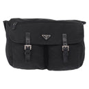 PRADA Shoulder Bag Nylon Black Silver Auth 205048-2
