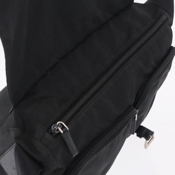 PRADA Shoulder Bag Nylon Black Silver Auth 205048