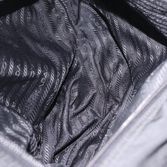 PRADA Shoulder Bag Nylon Black Silver Auth 205048
