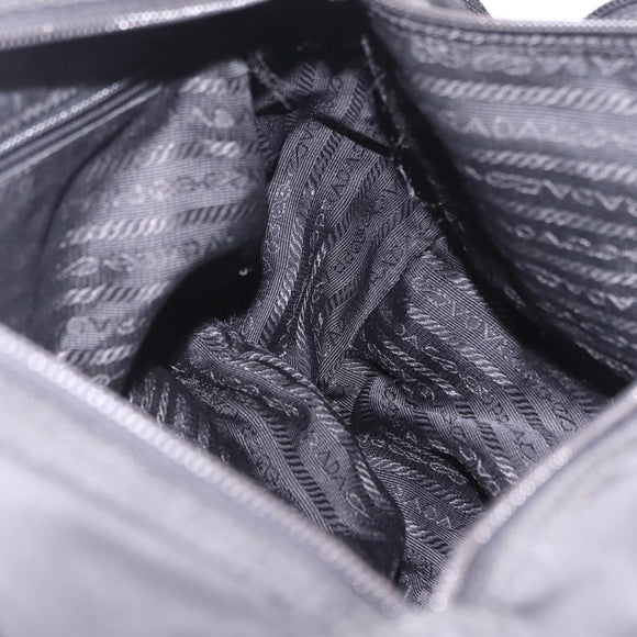 PRADA Shoulder Bag Nylon Black Silver Auth 205048