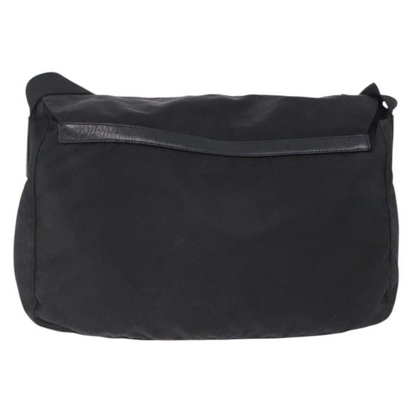 PRADA Shoulder Bag Nylon Black Silver Auth 205048