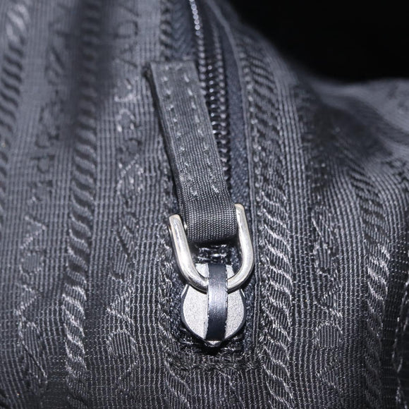 PRADA Shoulder Bag Nylon Black Silver Auth 205048