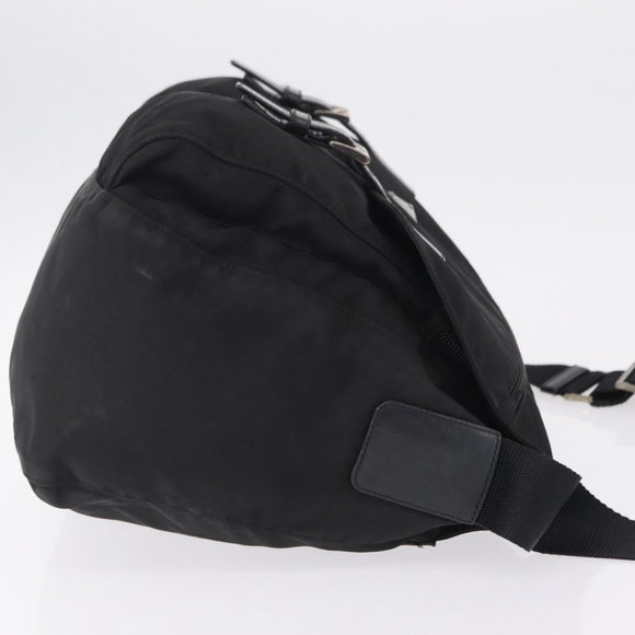 PRADA Shoulder Bag Nylon Black Silver Auth 205048