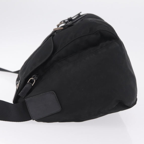 PRADA Shoulder Bag Nylon Black Silver Auth 205048