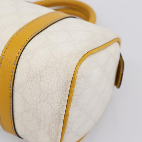 GUCCI GG Supreme Hand Bag PVC White Gold 193604 Auth 205049
