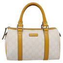 GUCCI GG Supreme Hand Bag PVC White Gold 193604 Auth 205049-2