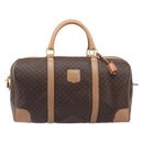 CELINE Macadam Canvas Boston Bag PVC Leather Brown Gold Auth 205050V-13