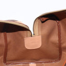 CELINE Macadam Canvas Boston Bag PVC Leather Brown Gold Auth 205050V-22