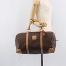 CELINE Macadam Canvas Boston Bag PVC Leather Brown Gold Auth 205050V-25