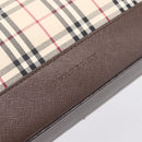 BURBERRY Nova Check Tote Bag Canvas Beige Silver Auth 205051-18