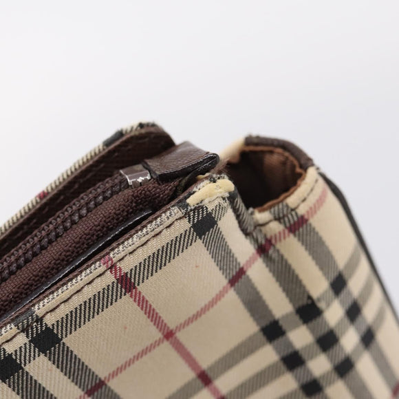 BURBERRY Nova Check Tote Bag Canvas Beige Silver Auth 205051