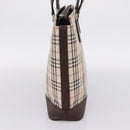 BURBERRY Nova Check Tote Bag Canvas Beige Silver Auth 205051-3