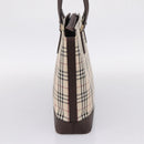 BURBERRY Nova Check Tote Bag Canvas Beige Silver Auth 205051-4