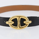 HERMES Chaine d Ancre Belt Leather 30.3"" 65 Gold Black Auth 205053M-5
