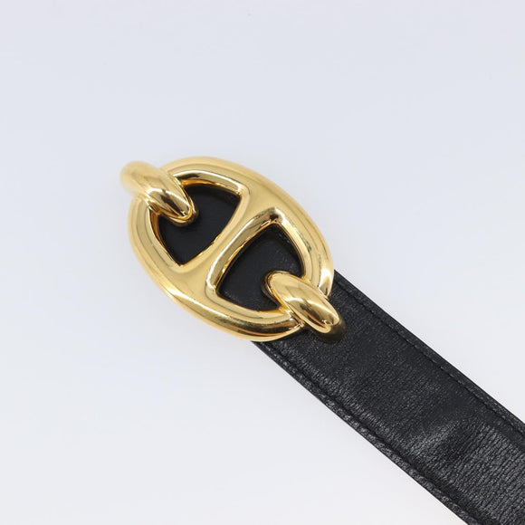 HERMES Chaine d Ancre Belt Leather 30.3"" 65 Gold Black Auth 205053M