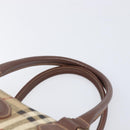 Burberrys Nova Check Hand Bag PVC Beige Gold Auth 205054-15