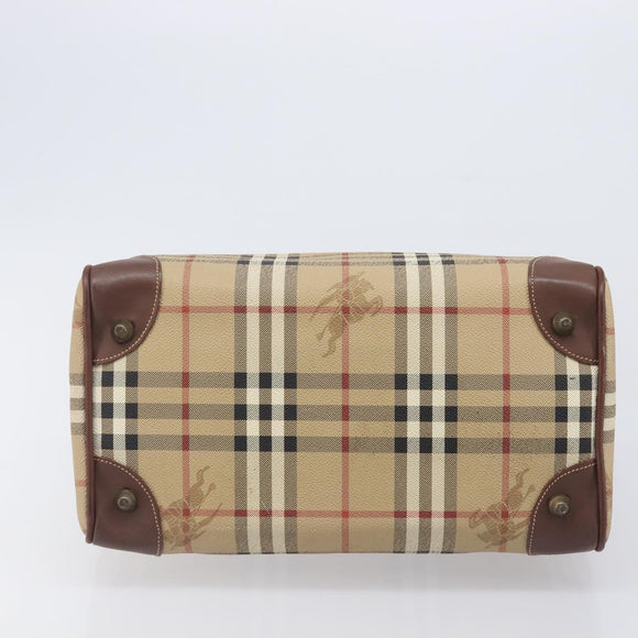 Burberrys Nova Check Hand Bag PVC Beige Gold Auth 205054