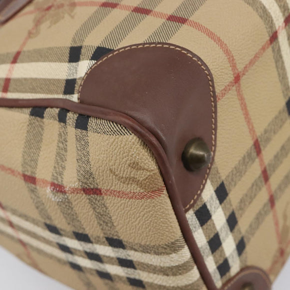 Burberrys Nova Check Hand Bag PVC Beige Gold Auth 205054