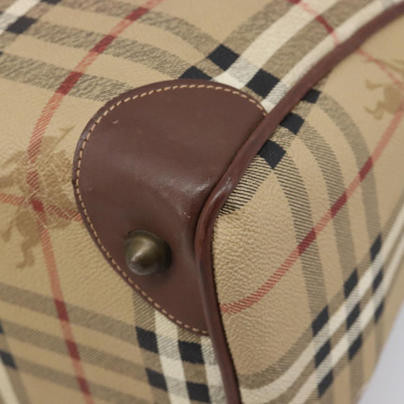 Burberrys Nova Check Hand Bag PVC Beige Gold Auth 205054