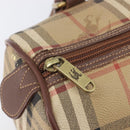 Burberrys Nova Check Hand Bag PVC Beige Gold Auth 205054-22