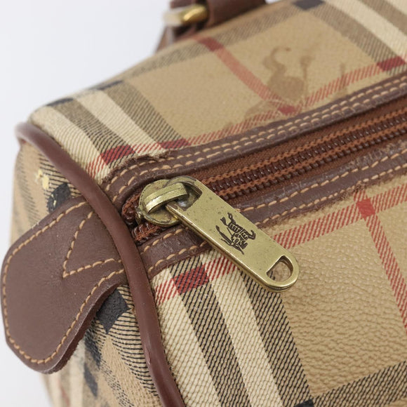 Burberrys Nova Check Hand Bag PVC Beige Gold Auth 205054