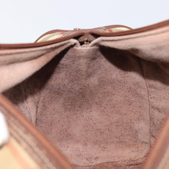 Burberrys Nova Check Hand Bag PVC Beige Gold Auth 205054