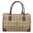 Burberrys Nova Check Hand Bag PVC Beige Gold Auth 205054-2