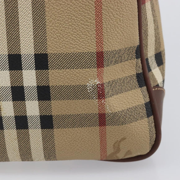 Burberrys Nova Check Hand Bag PVC Beige Gold Auth 205054