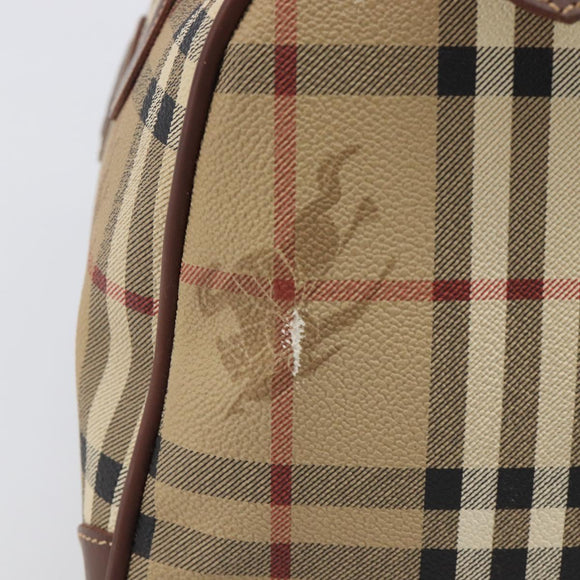 Burberrys Nova Check Hand Bag PVC Beige Gold Auth 205054