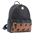 MCM Vicetos Logogram Backpack PVC Black Silver Auth 205055-1