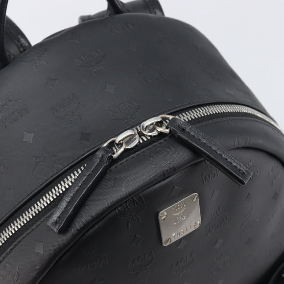MCM Vicetos Logogram Backpack PVC Black Silver Auth 205055