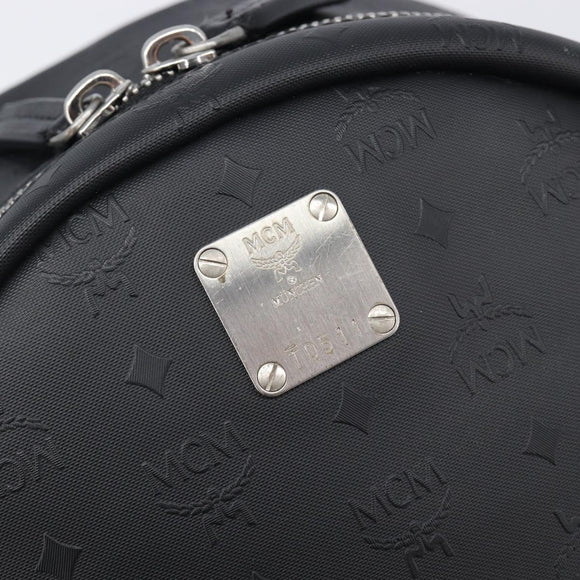MCM Vicetos Logogram Backpack PVC Black Silver Auth 205055